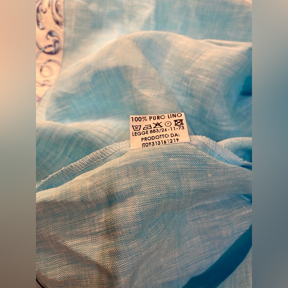 POSITIAMO Positano 100% Pure Linen Made in Italy Blue Shift Dress - Sz XL - Picture 8 of 8